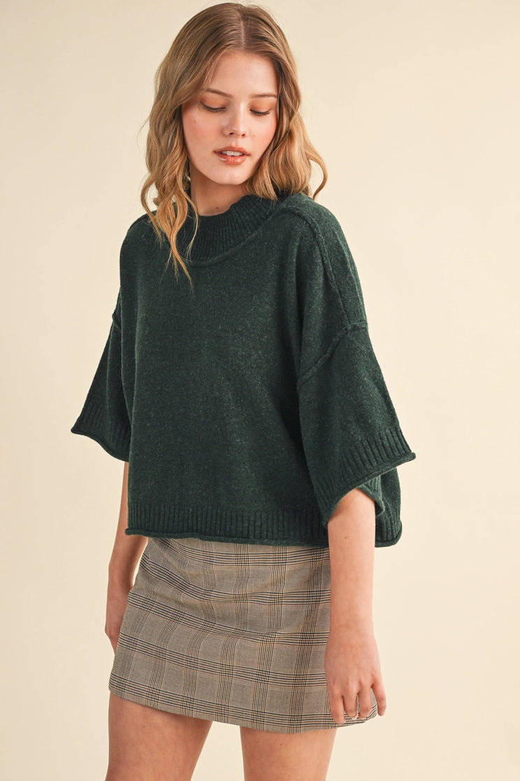 Mock Neck Sweater in Forest Green