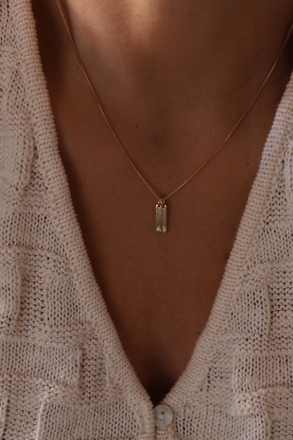 Stamped Initial Charm Necklace