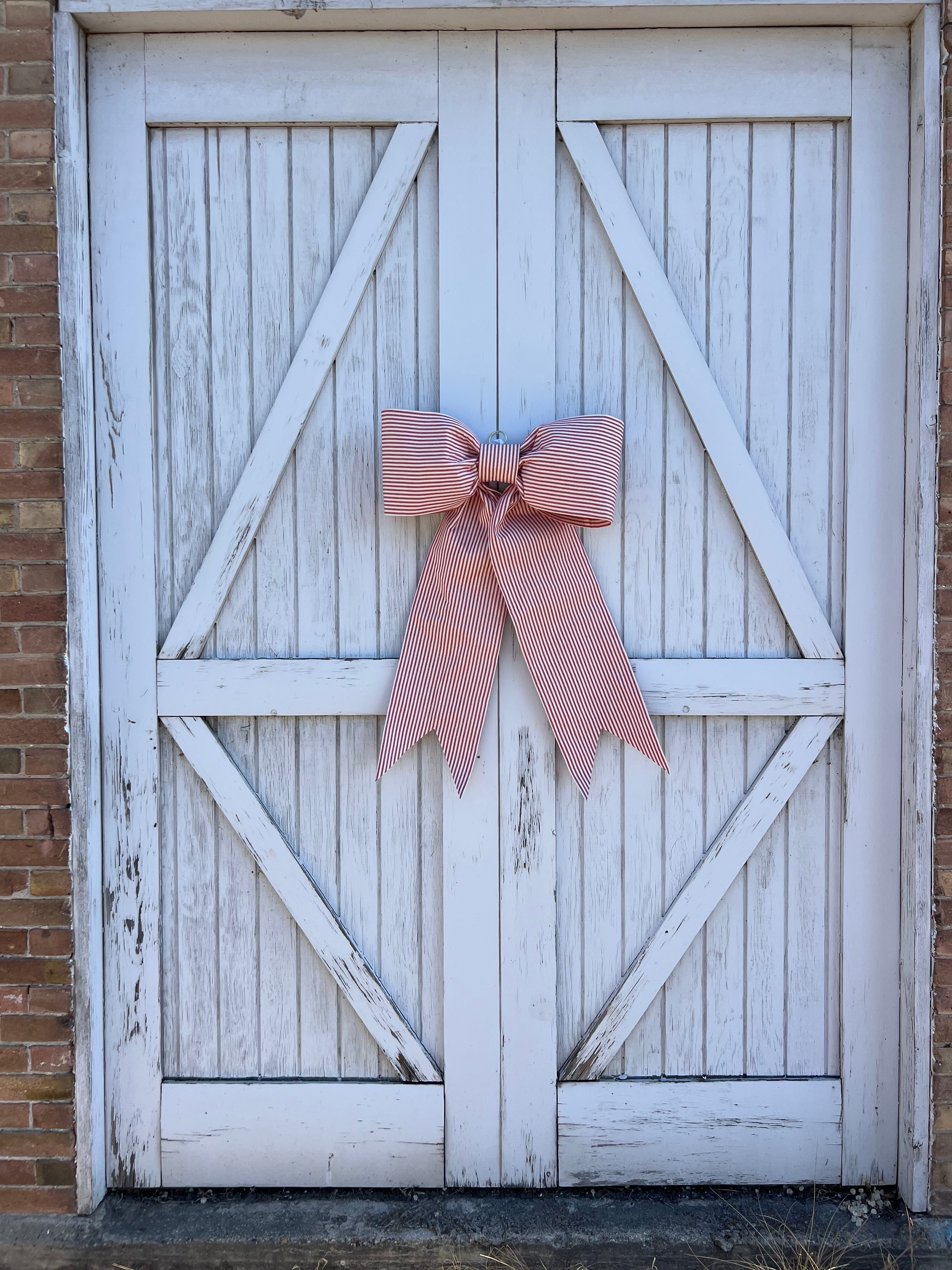 Red and White Ticking Bow