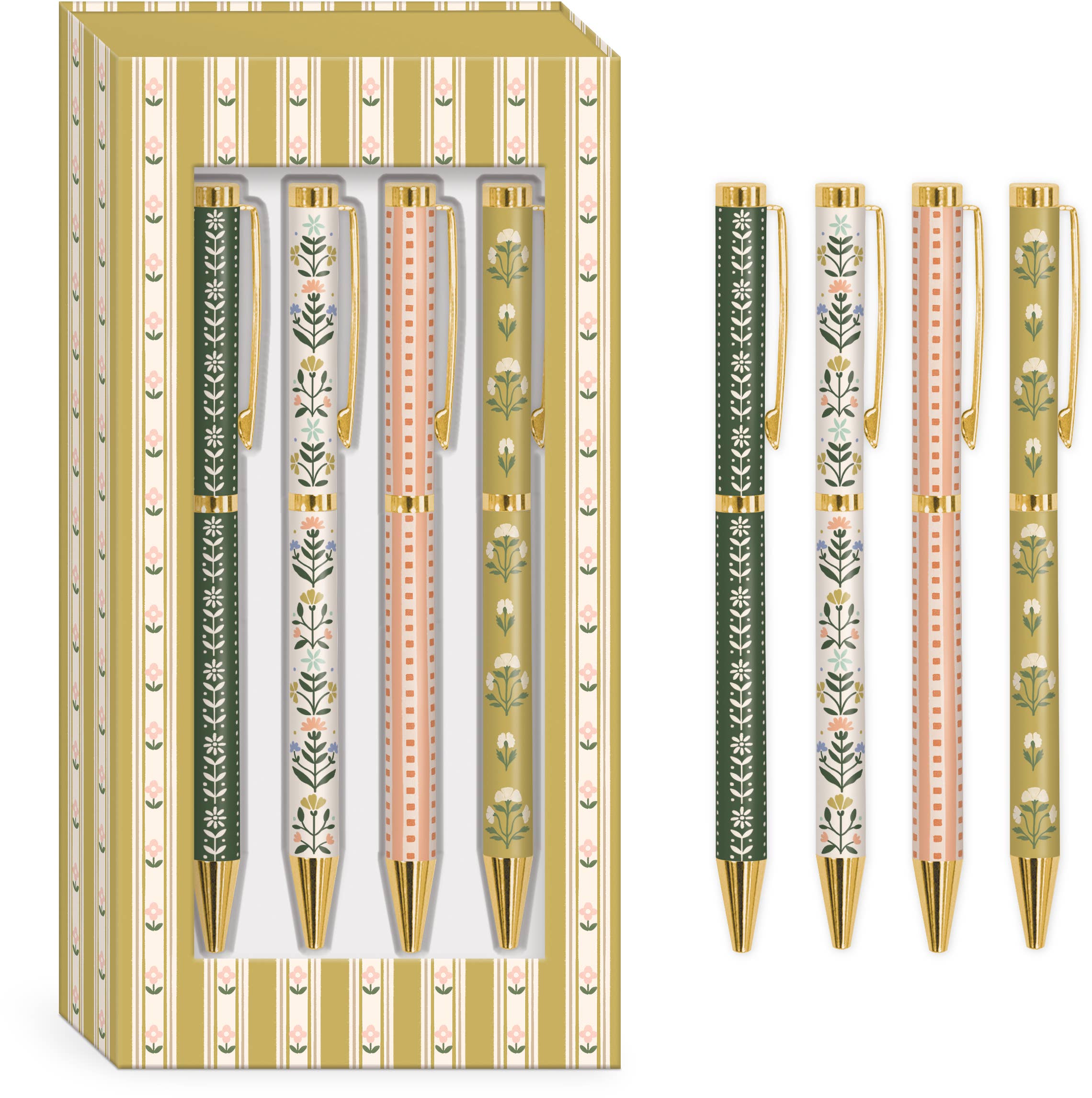 Mustard Stripe Boxed Pen