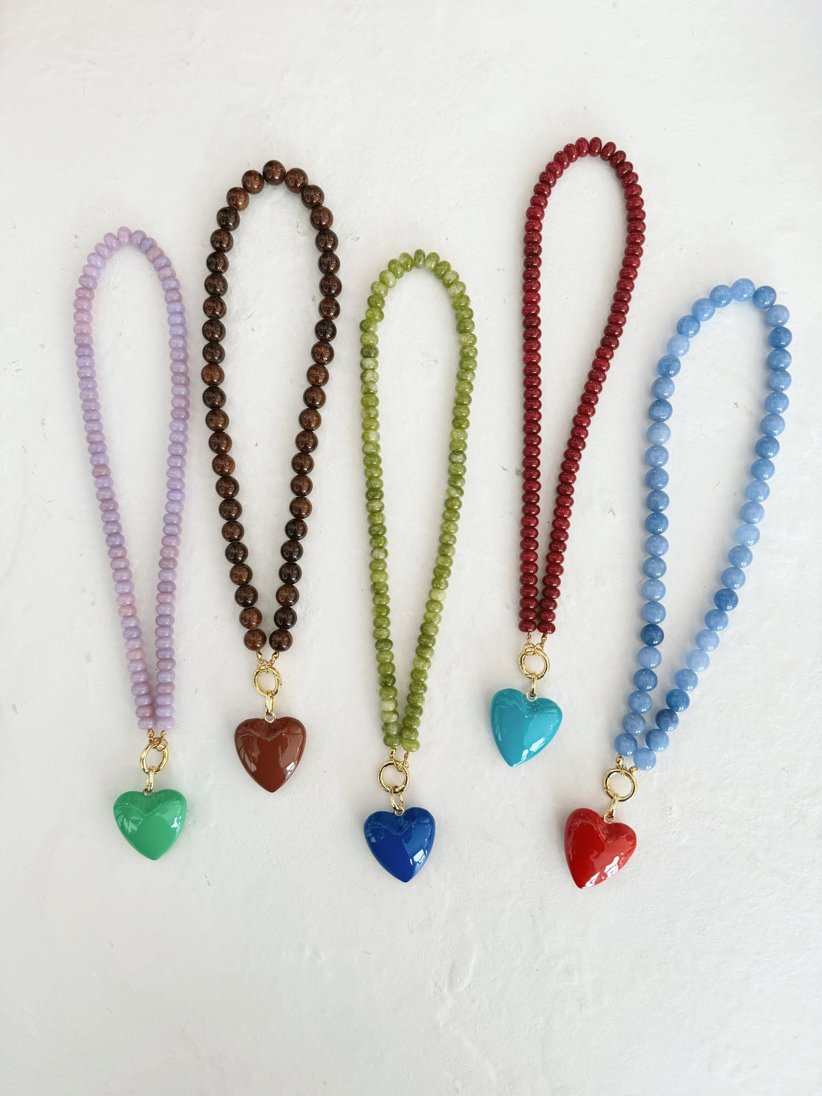 The Matcha Anne Necklace (with White Stone Heart)