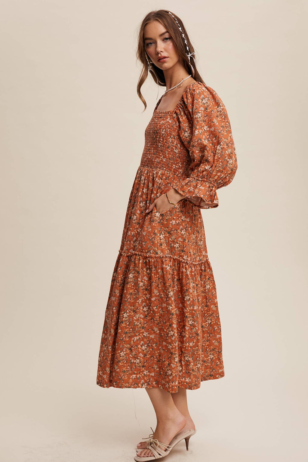 Floral Tiered Midi Dress