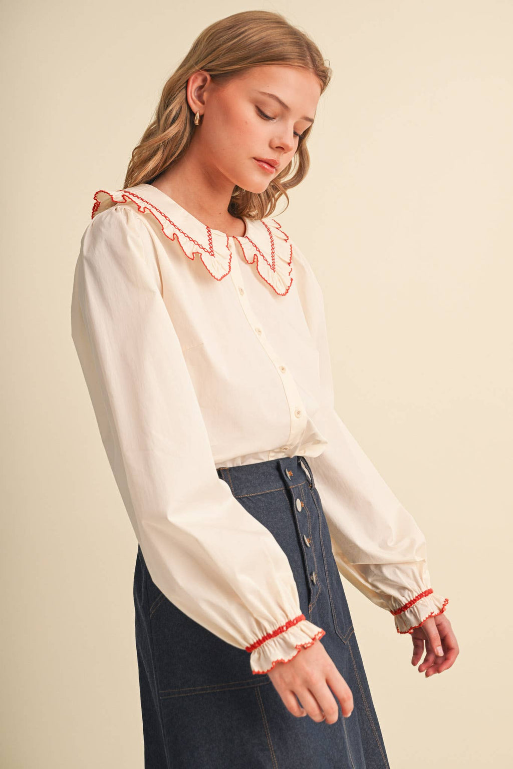 Doll Collar Button Up Top