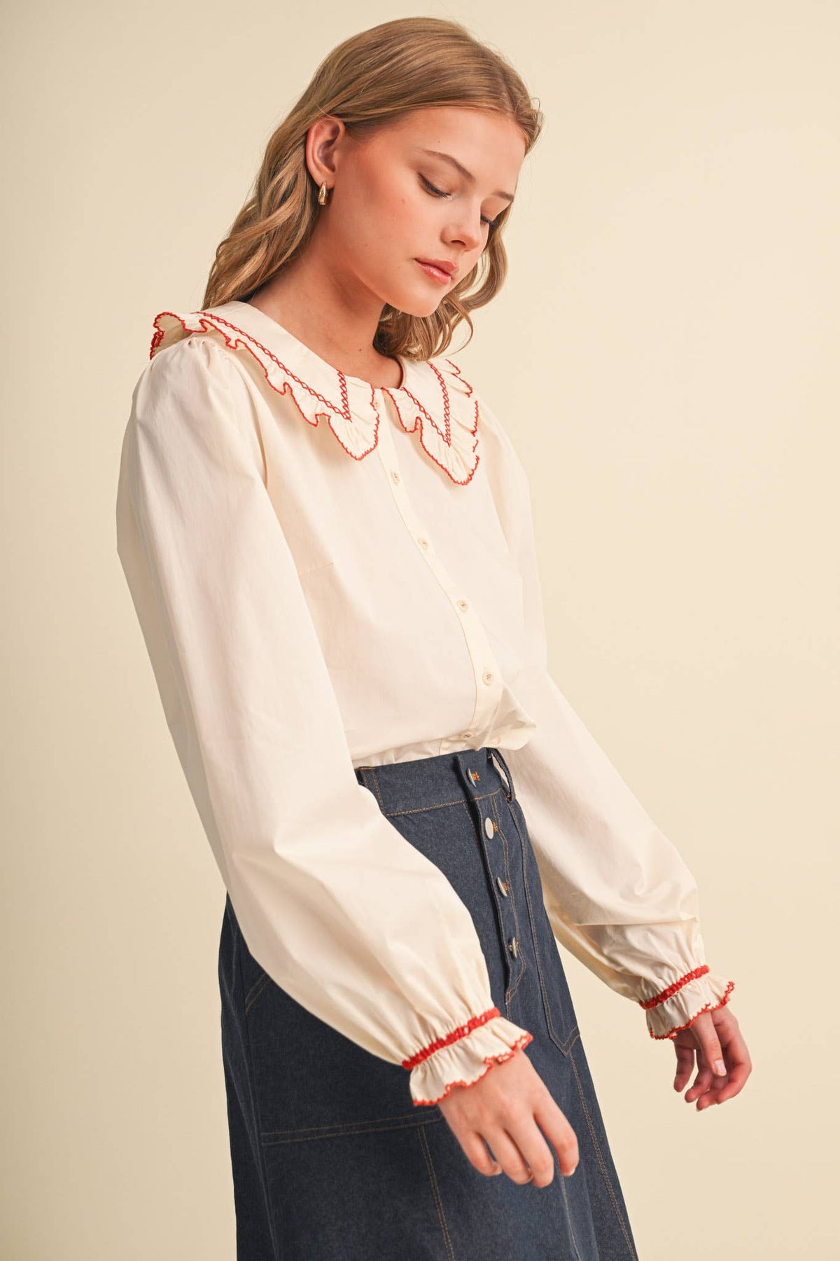 Doll Collar Button Up Top