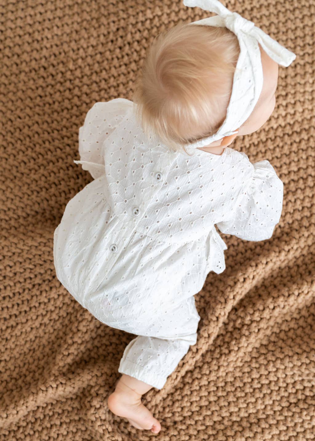 Astrid Schiffli Baby Jumpsuit & Headband Set