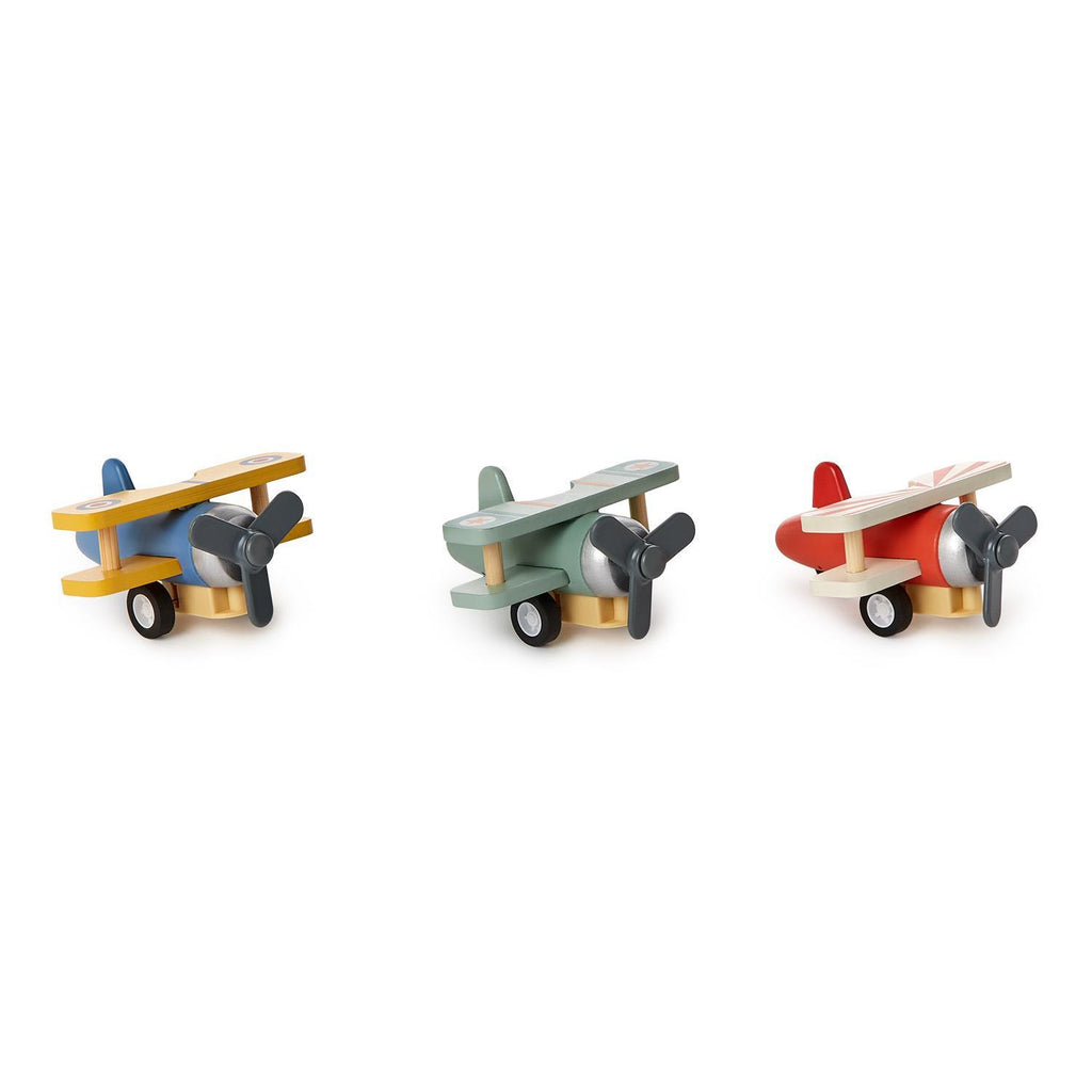 Wooden Vintage Biplane Pullback Toy