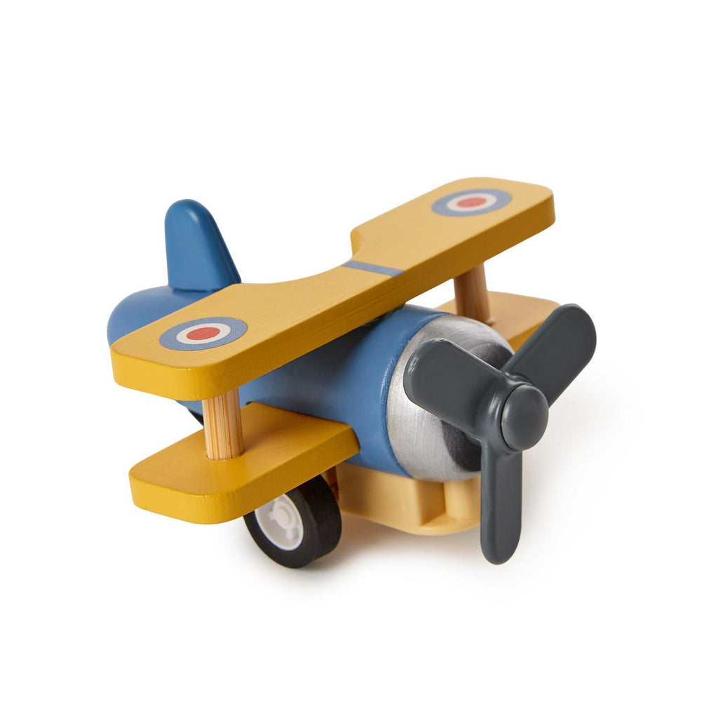 Wooden Vintage Biplane Pullback Toy