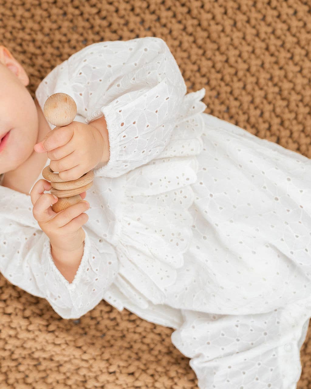 Astrid Schiffli Baby Jumpsuit & Headband Set