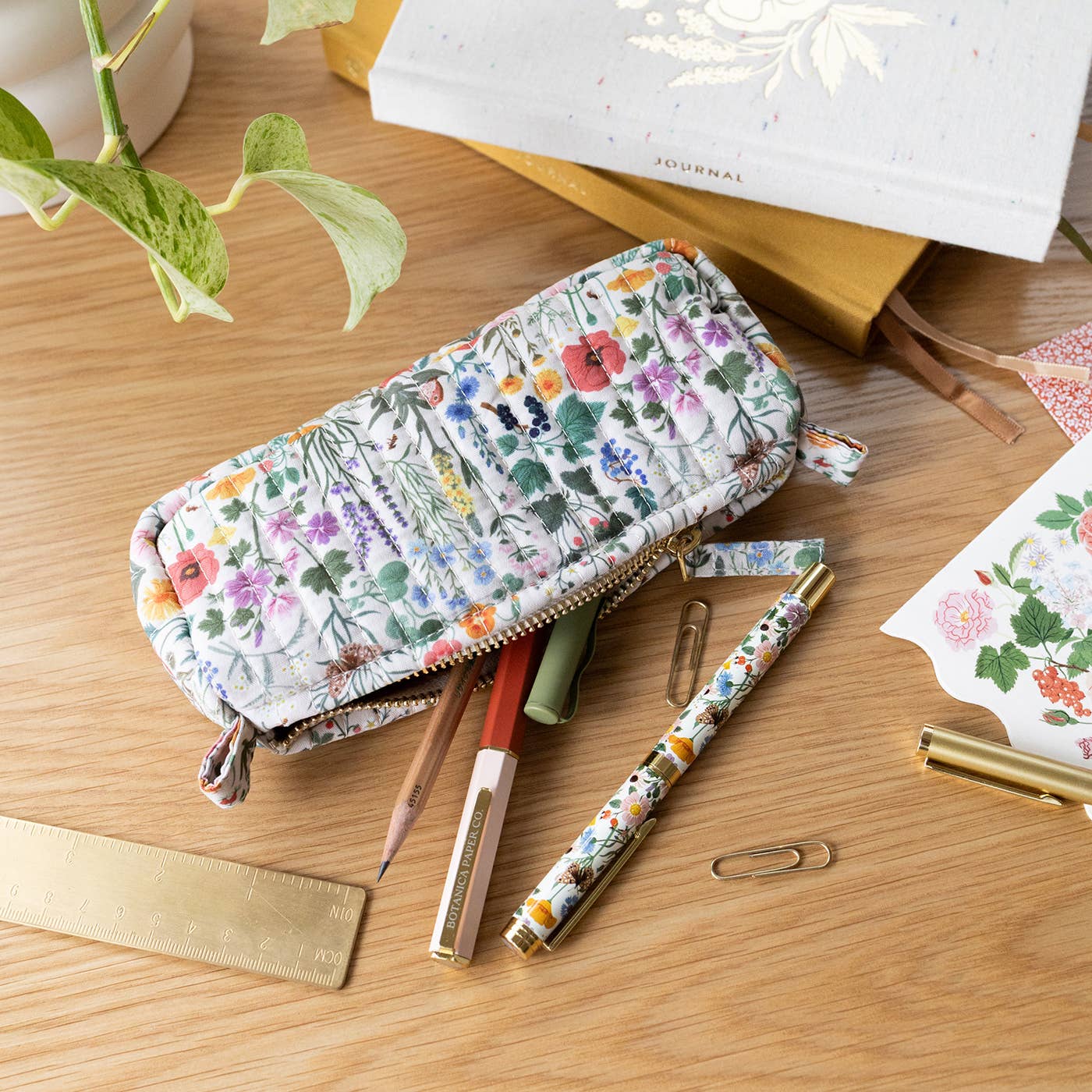 BOTANIST | Cotton Quilted Pencil Pouch