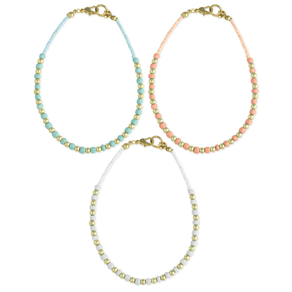 Soft Sophistication Gold & Pastel Bead Anklet