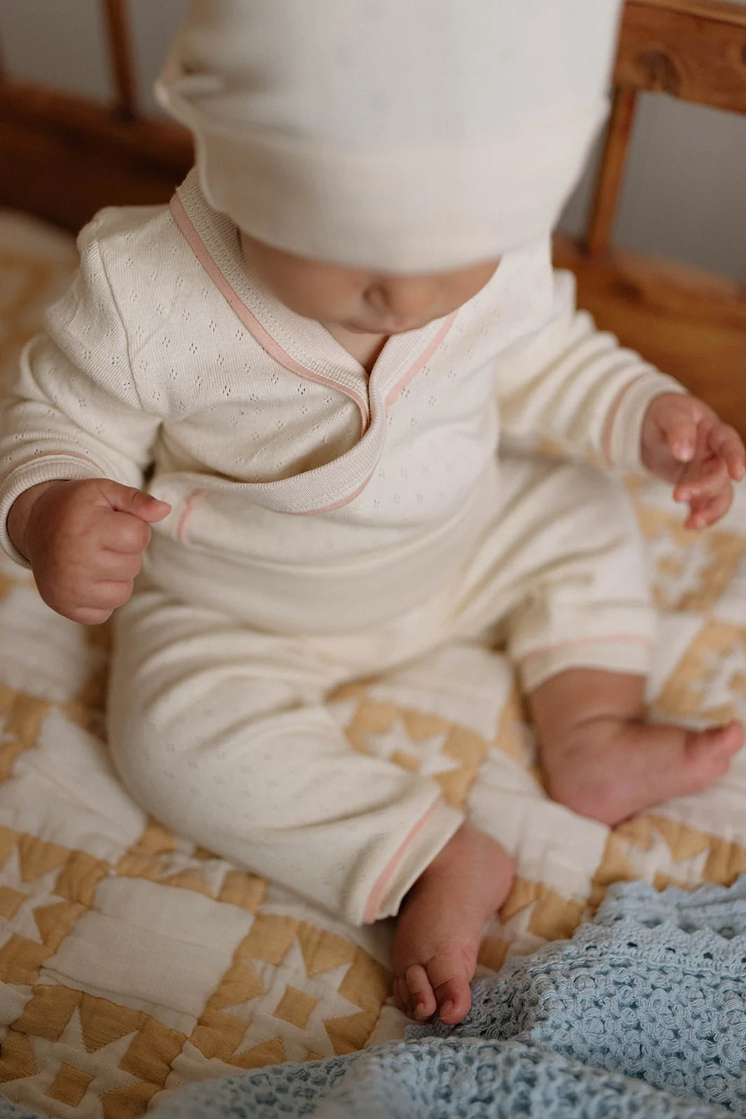 Milk and Petal Pointelle Wrap Onesie + Pant Set