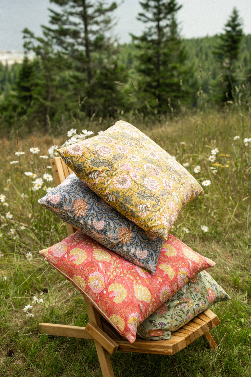 Blue Block Print Pillow