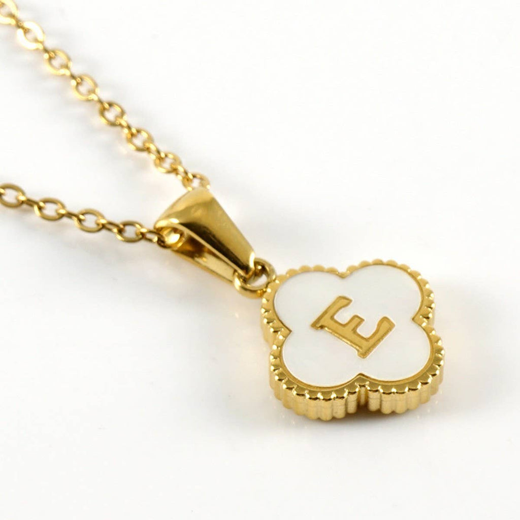 Four Leaf Clover Initial Necklaces