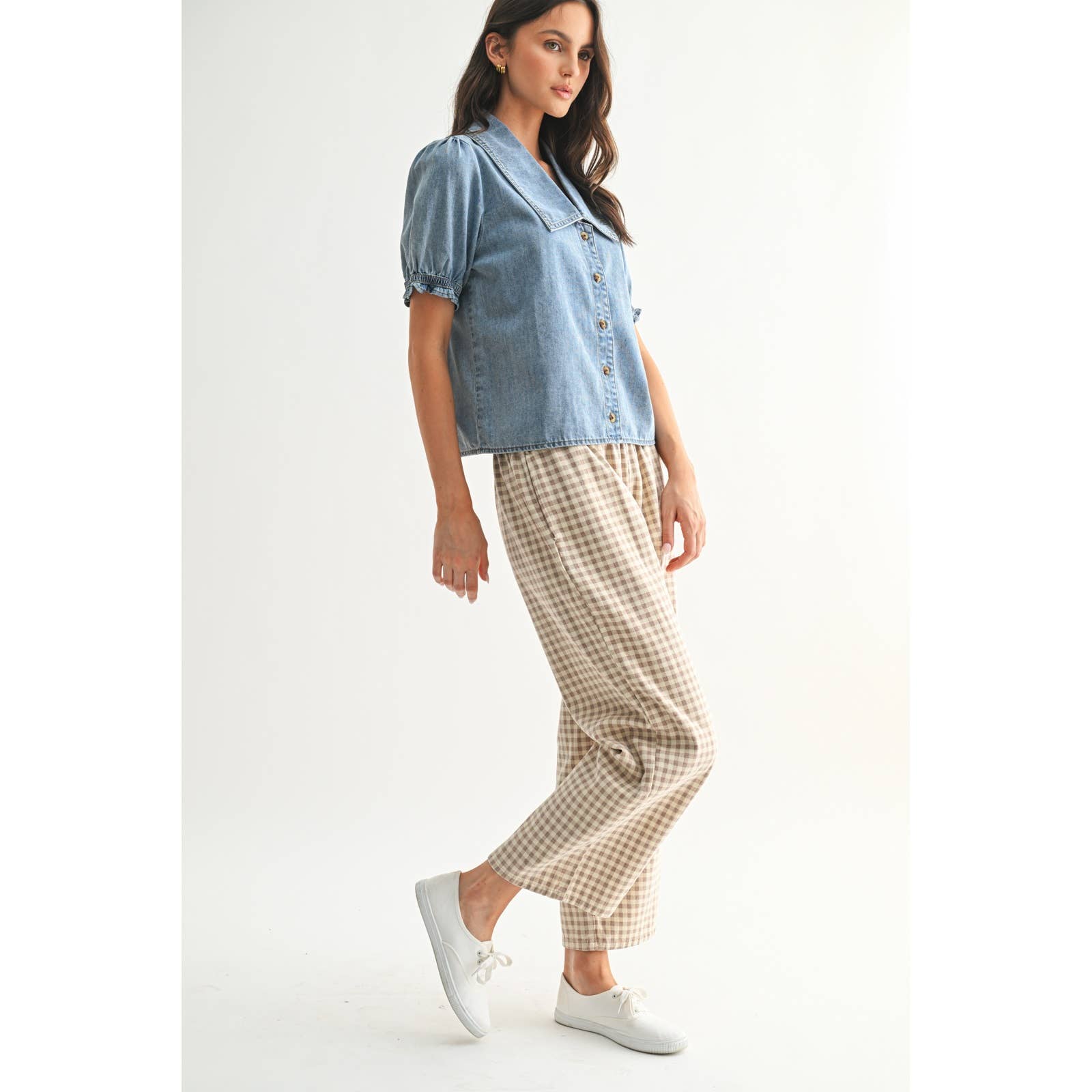 Denim Button-Up Blouse