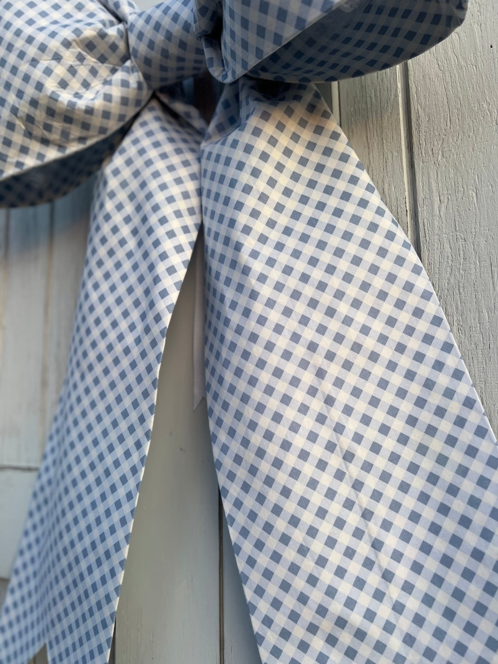 Blue & White Basket Check Bow