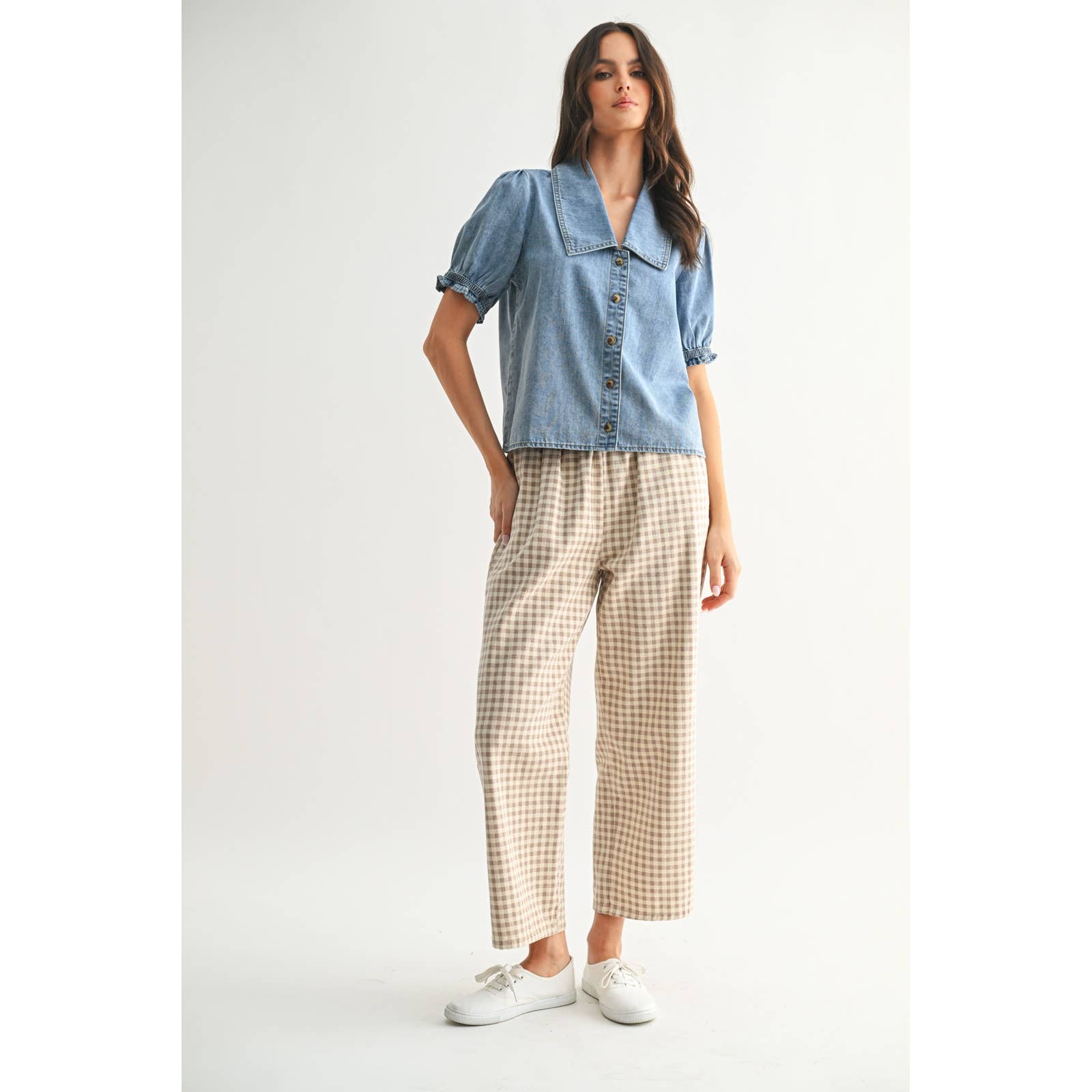 Denim Button-Up Blouse