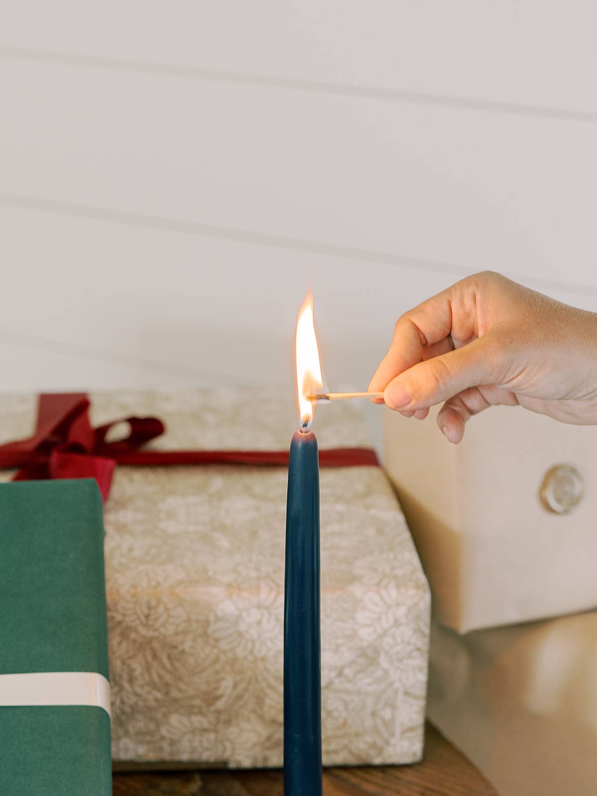 Midnight Blue Dipped Beeswax Taper Candles