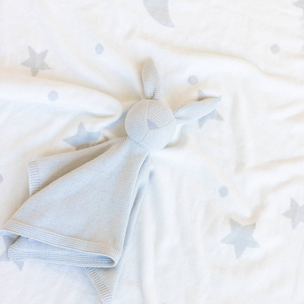 Gray Star Moon Bunny Lovey Blanket Set
