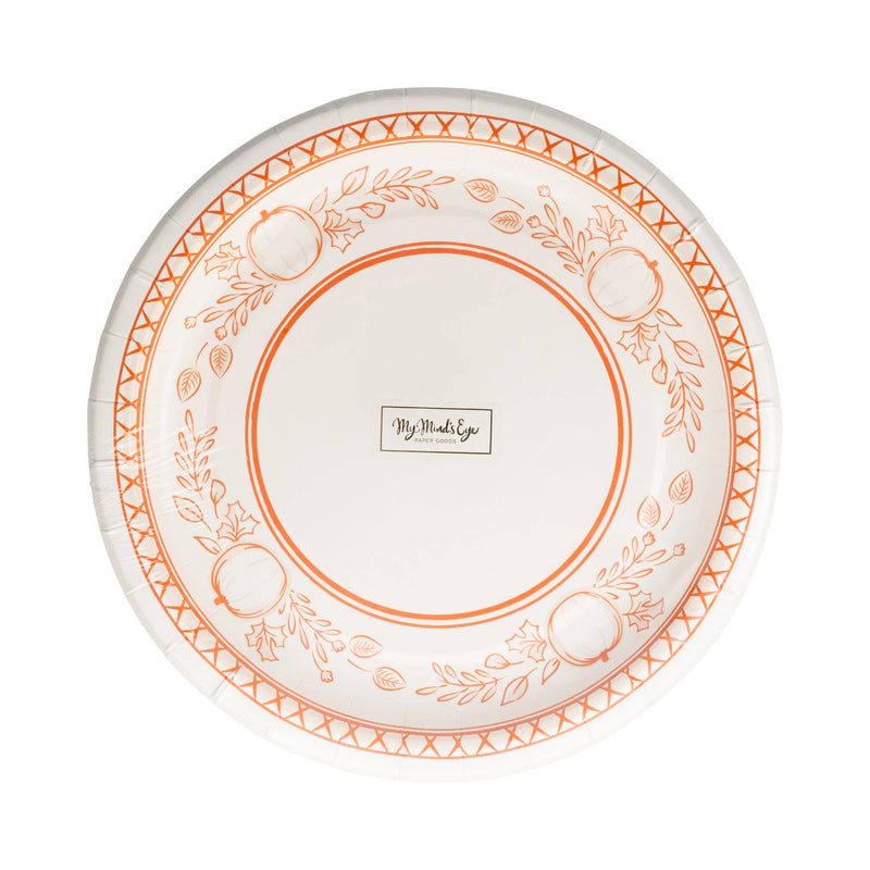 Falloween Pumpkin Round Dessert 8" Paper Plate