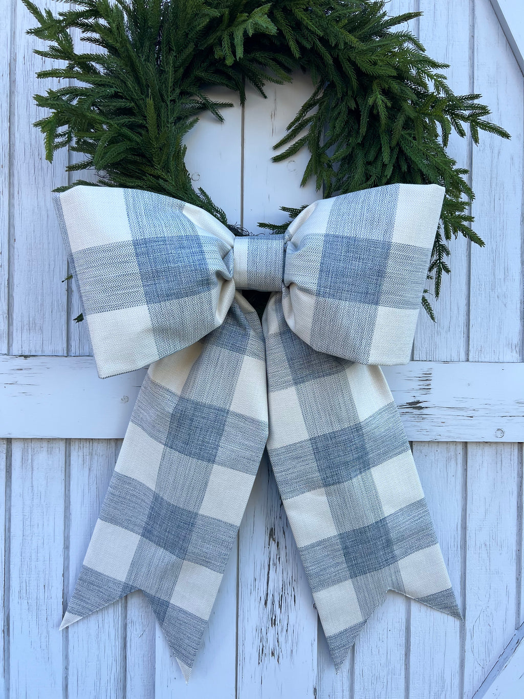 Blue and Cream Buffalo Plaid Bow