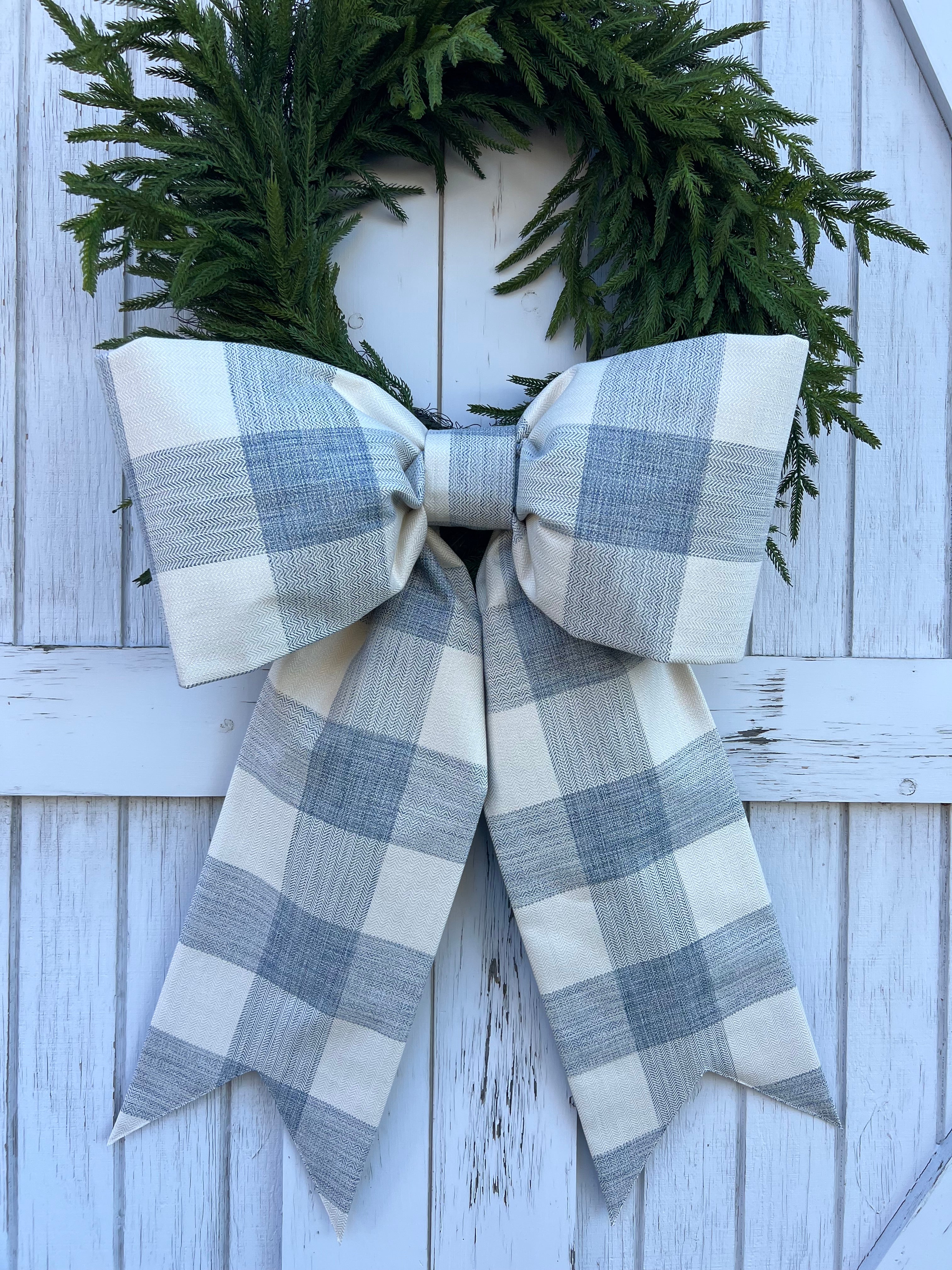 Blue and Cream Buffalo Plaid Bow