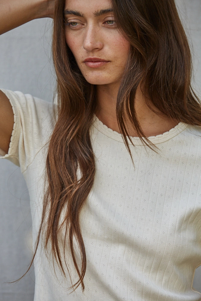 Pointelle Top in Cream