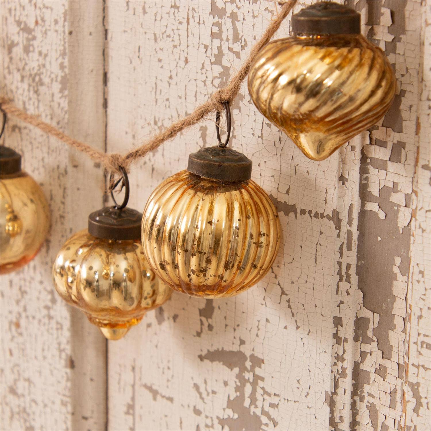 Gold Mercury Glass Ornament Garland