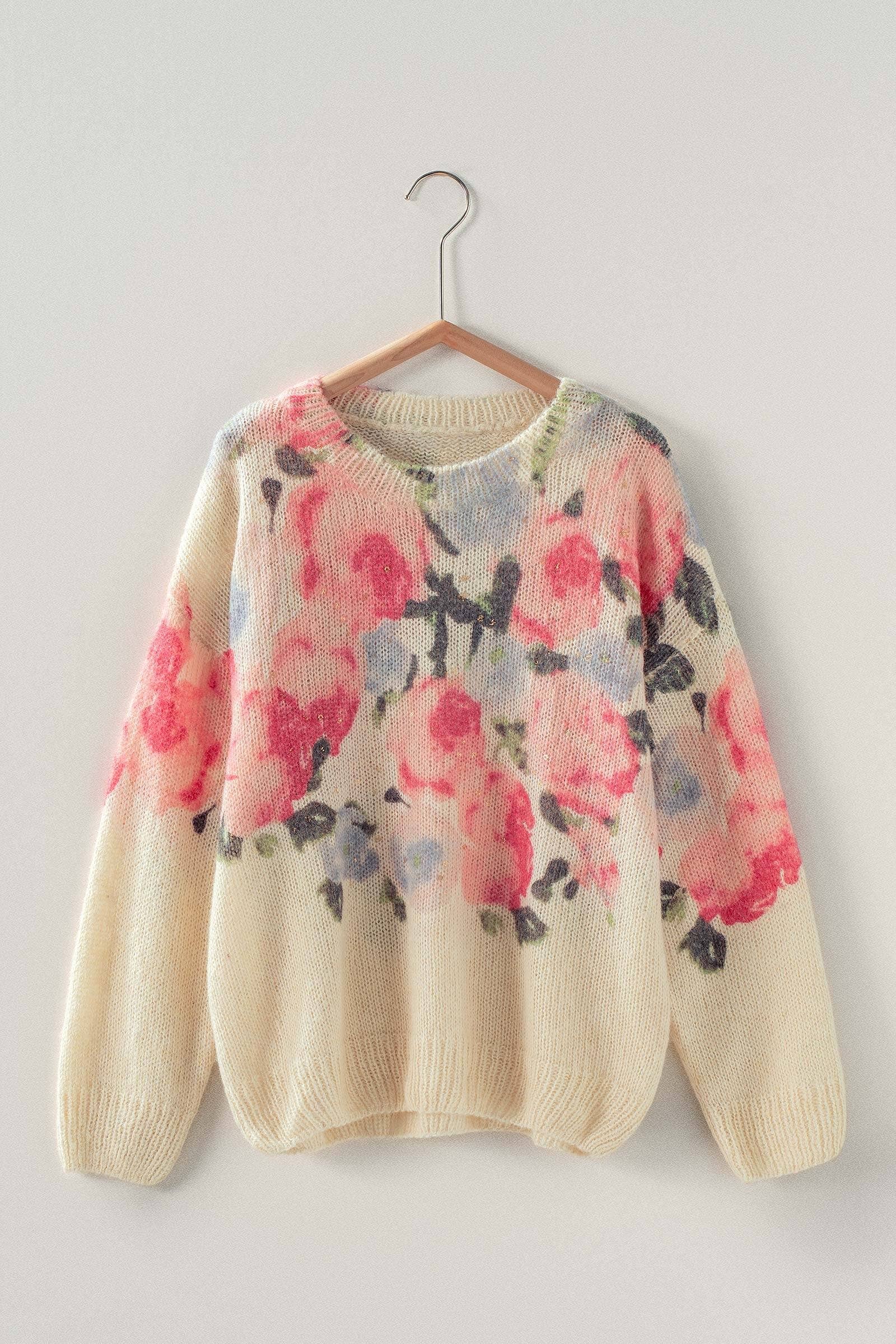 Oversized Floral Print Sweater