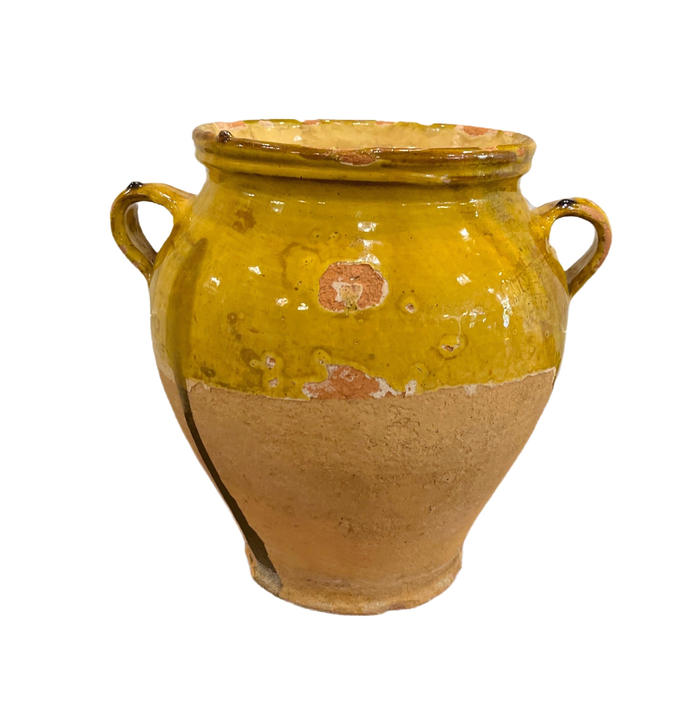 19th Century French Yellow Glazed Confit Pot