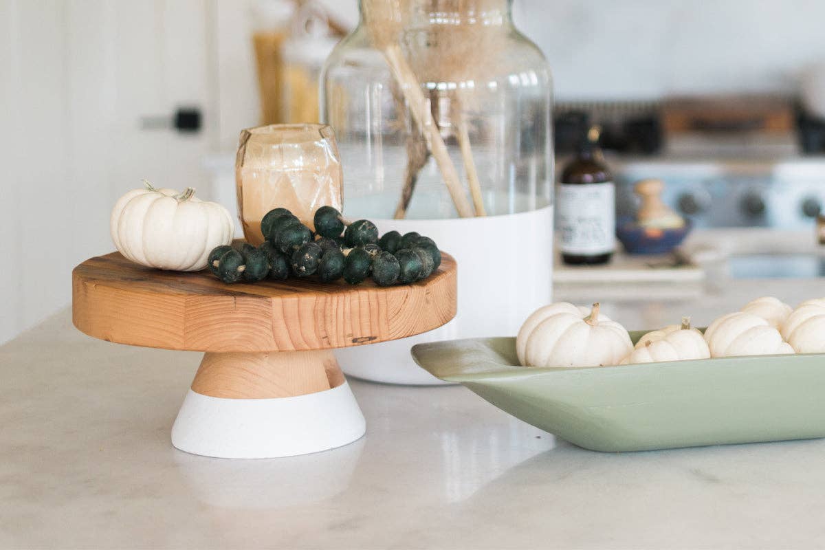 White Mod Block Cake Stand, Large