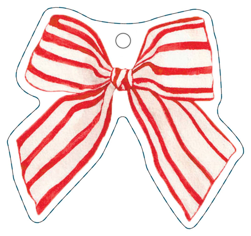 Red Striped Bow Die-Cut Gift Tags