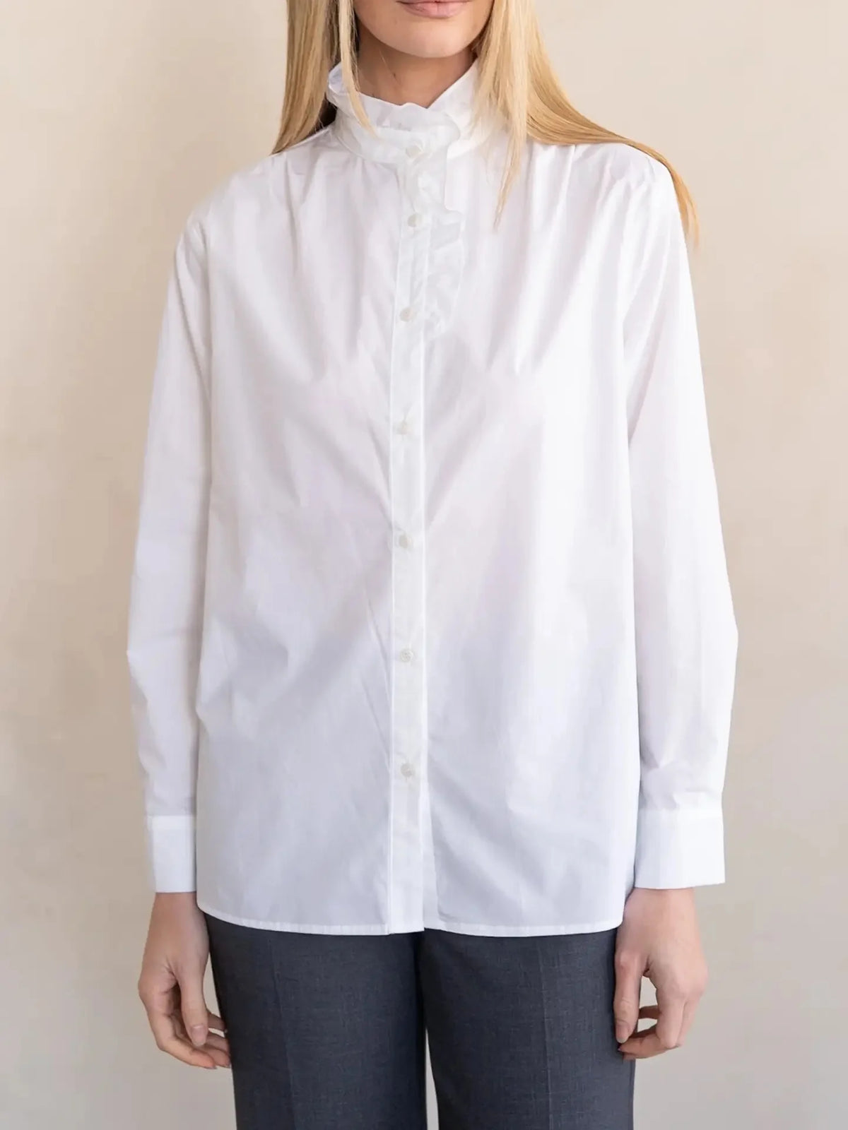 Ruffle Collar Button Blouse
