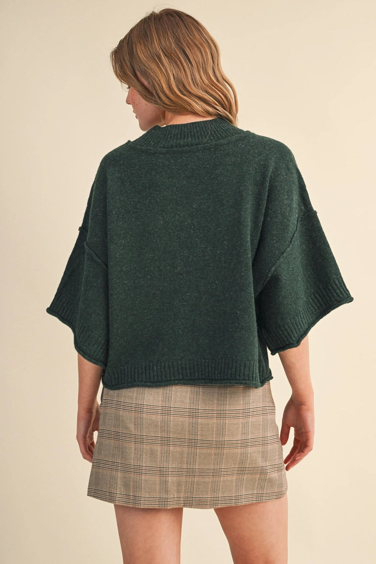 Mock Neck Sweater in Forest Green