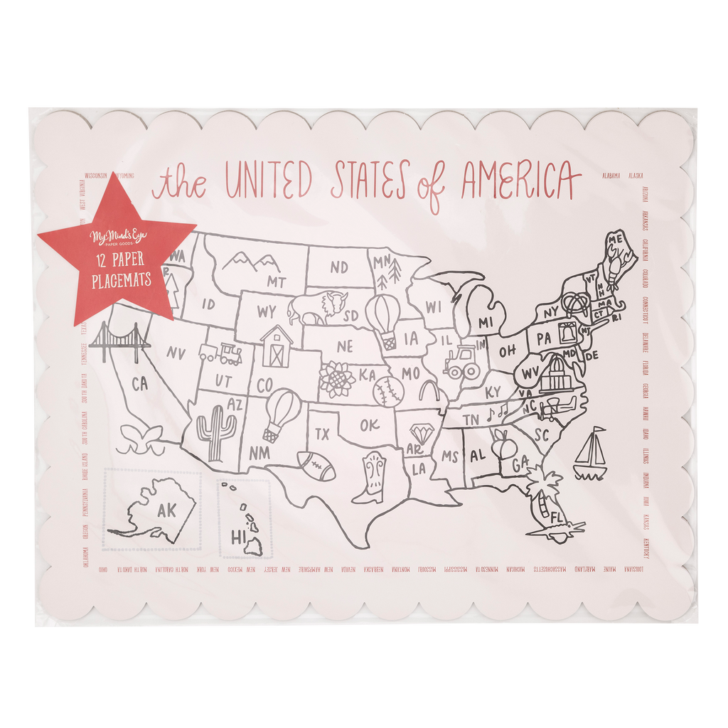 Color the USA Map Paper Placemats