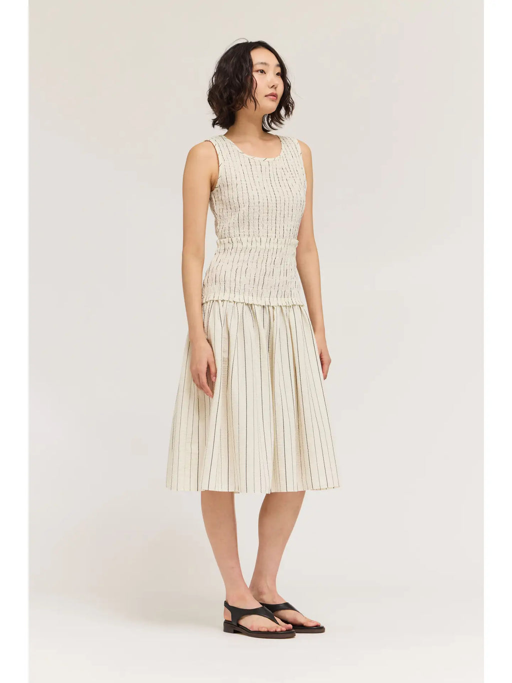 Smocked Bodice Stripe Dress