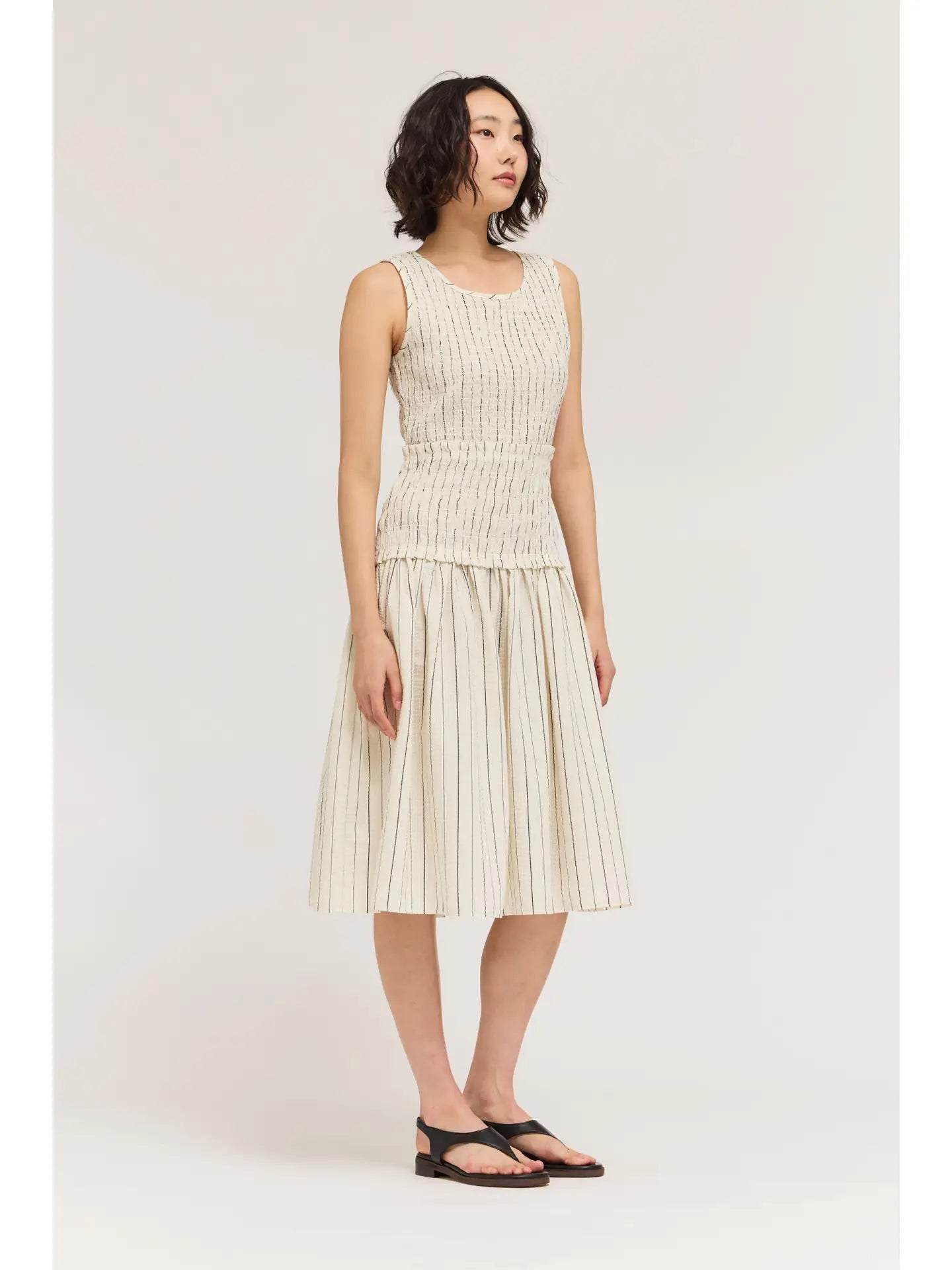 Smocked Bodice Stripe Dress