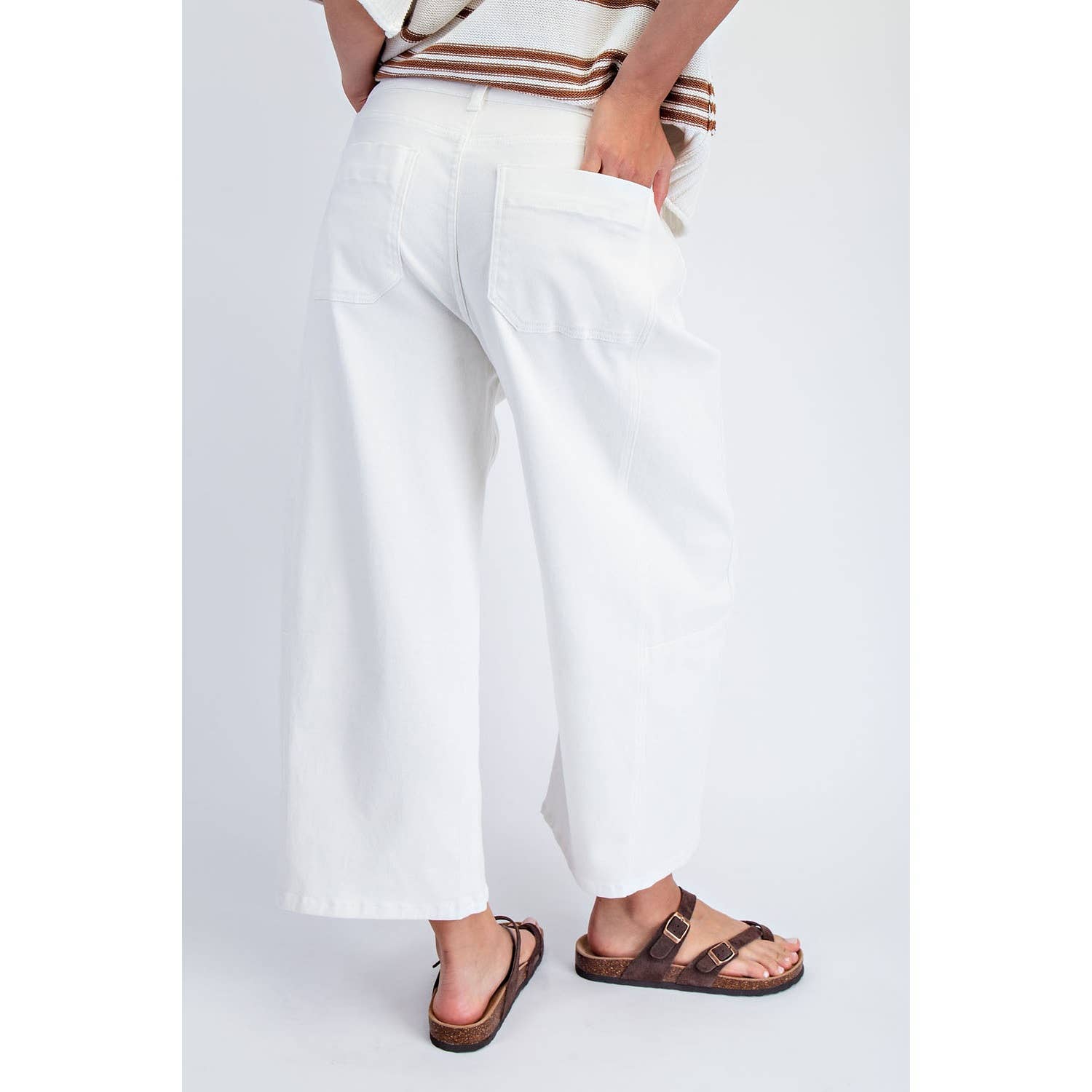 Mid Rise Barrel Cotton Twill Jeans