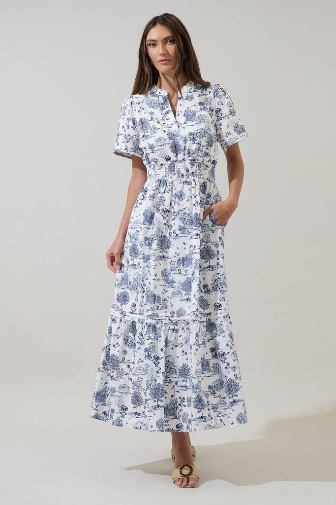 Renzo Toile Poplin Maxi Dress