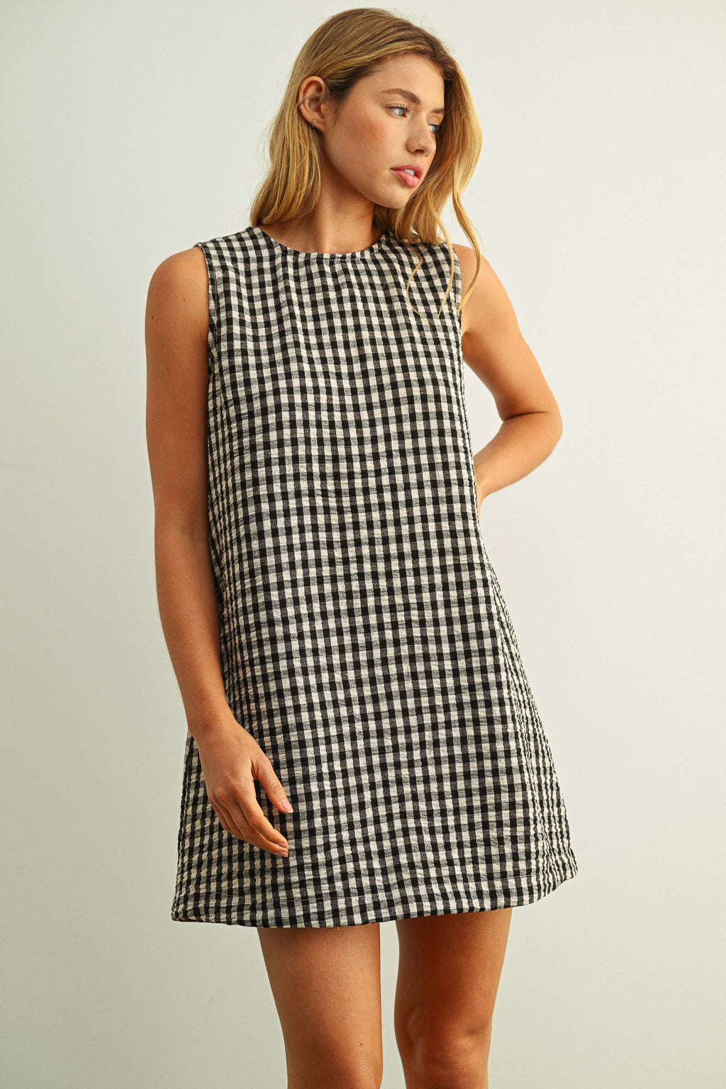 Gingham Open Back Dress