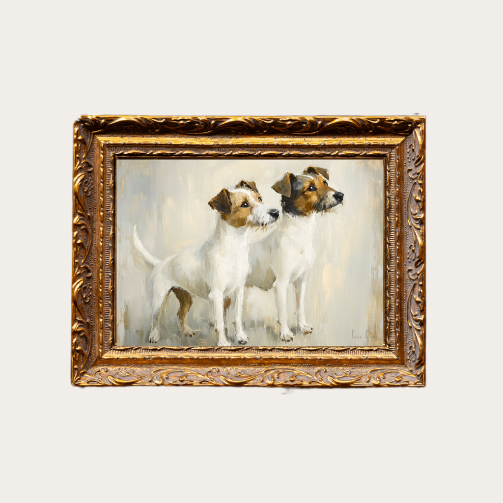 Jack Russell Terrier French Brass Gold Mould Framed Art