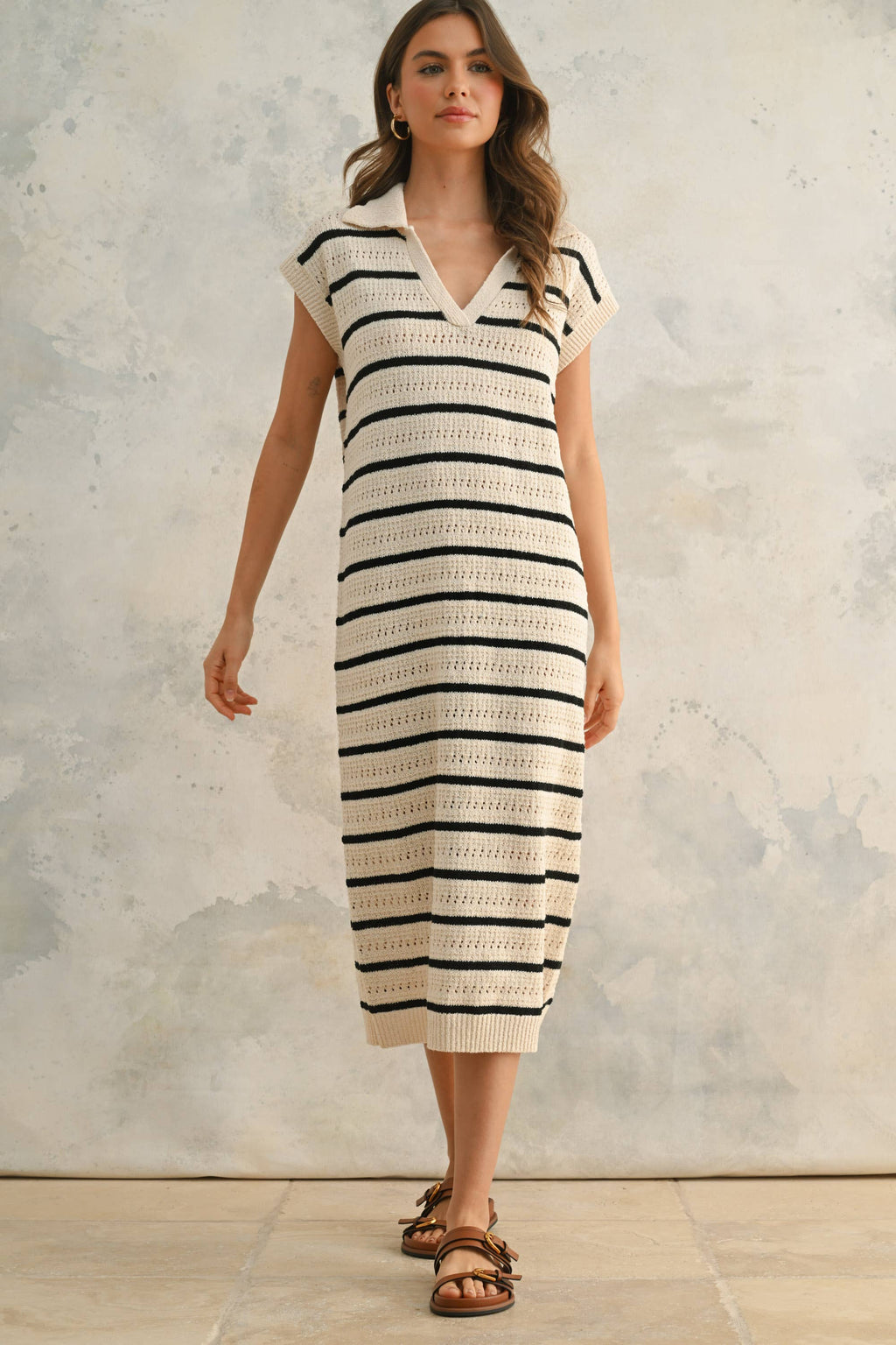 Crochet Knitted Collared Dress