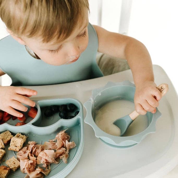 Silicone & Beechwood Toddler Spoons Set