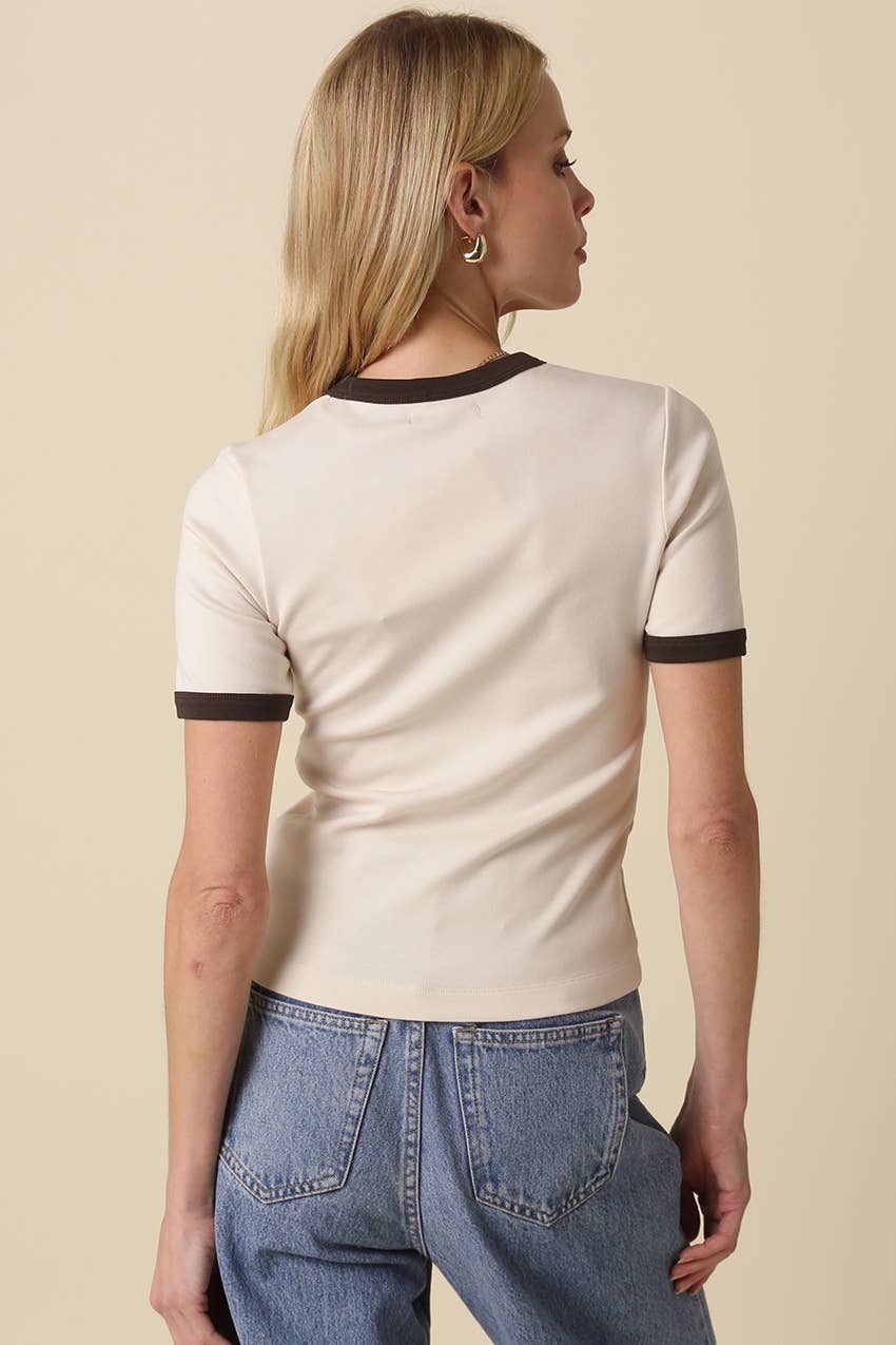Ivy Contrast Trim Crewneck Tee