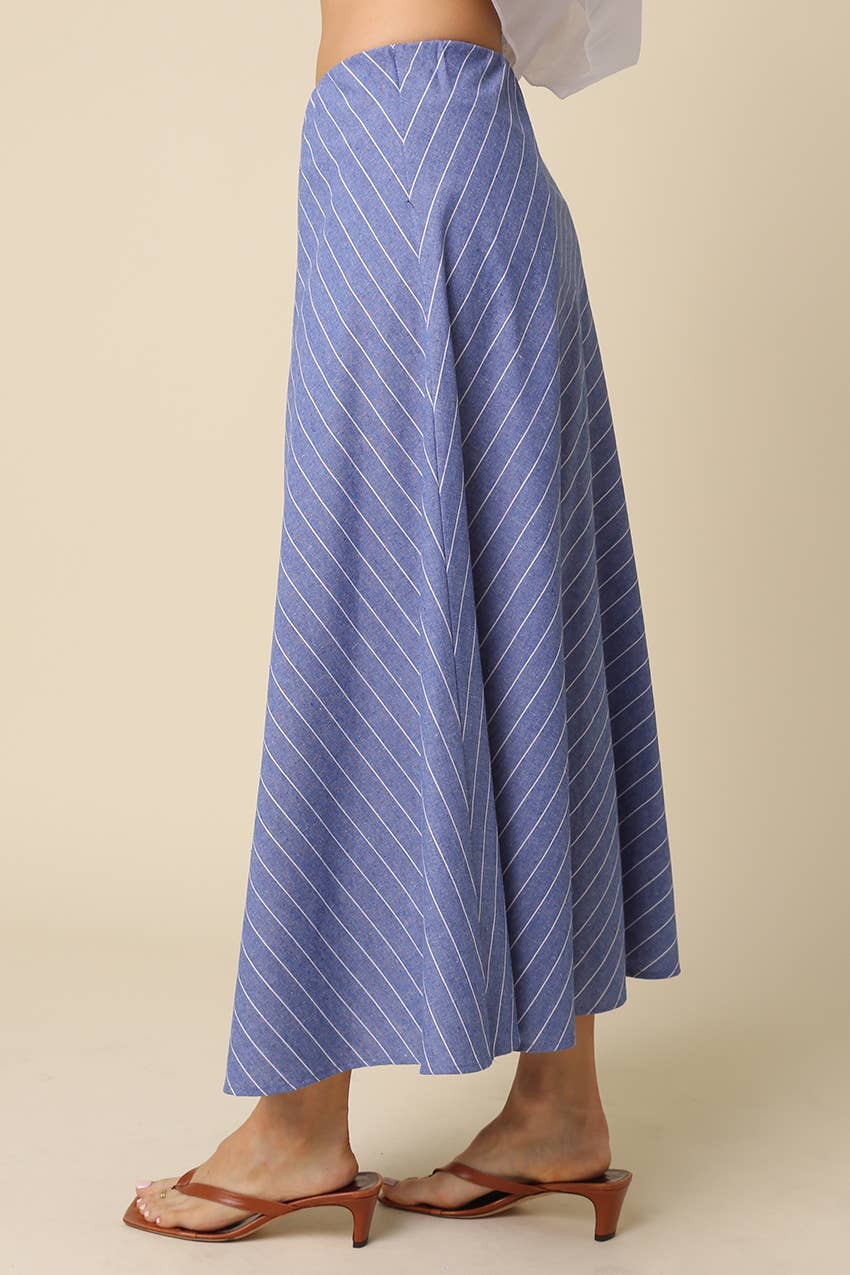 Lena Diagonal Stripe A-Line Maxi Skirt