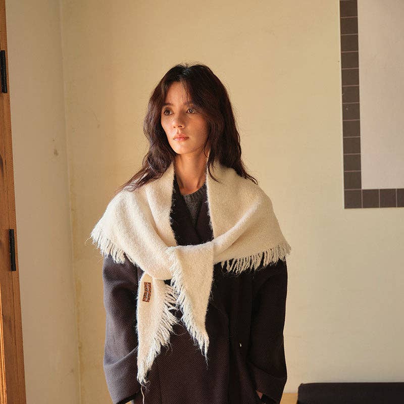 Fringe Wool Triangle Scarf