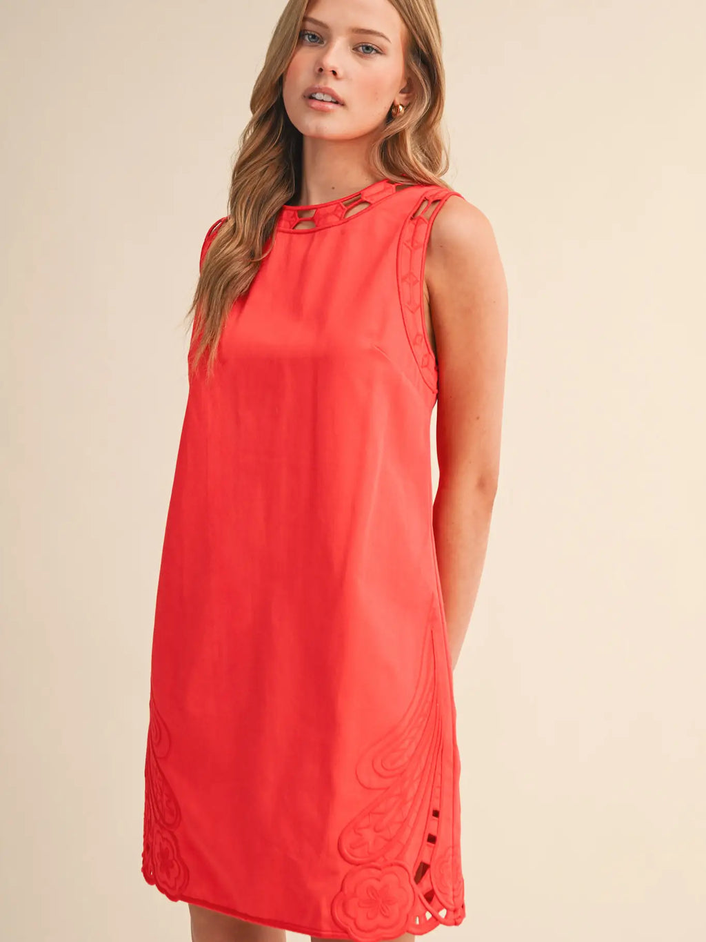 Cut-Out Embroidered Shift Dress