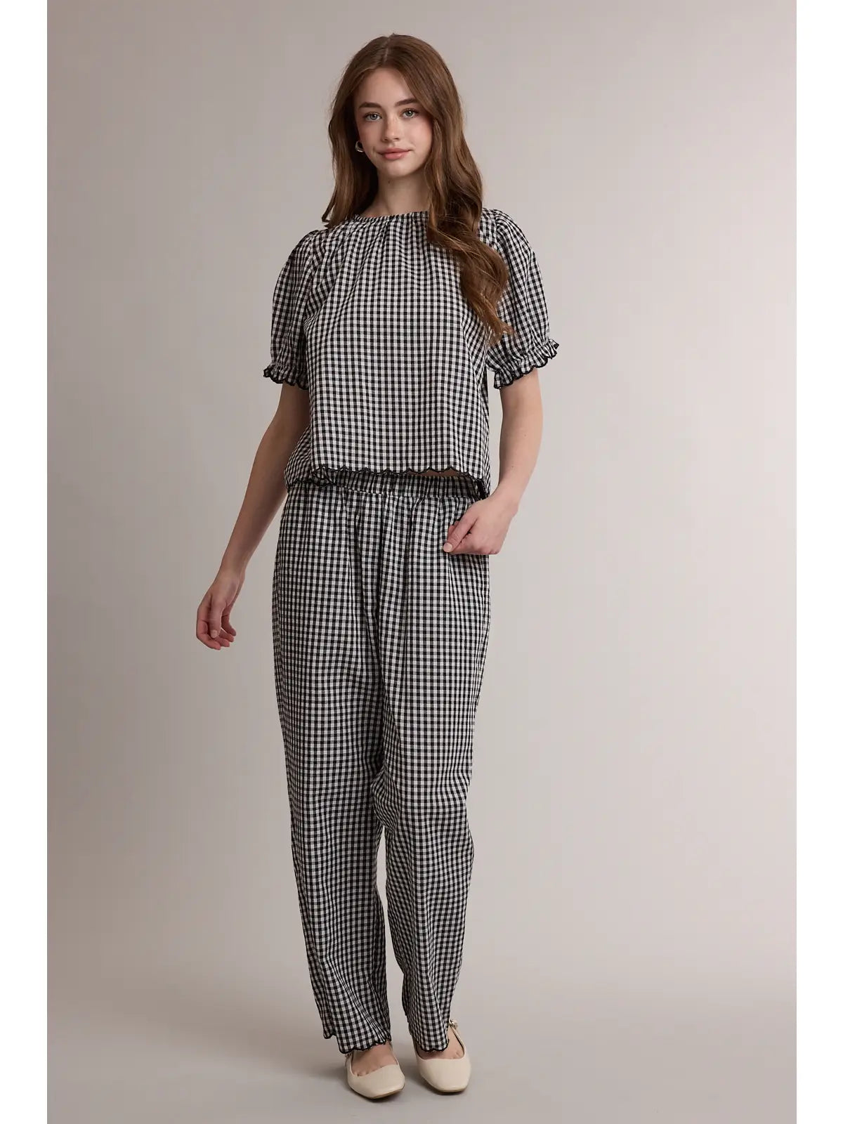 Gingham Scallop Hem Set