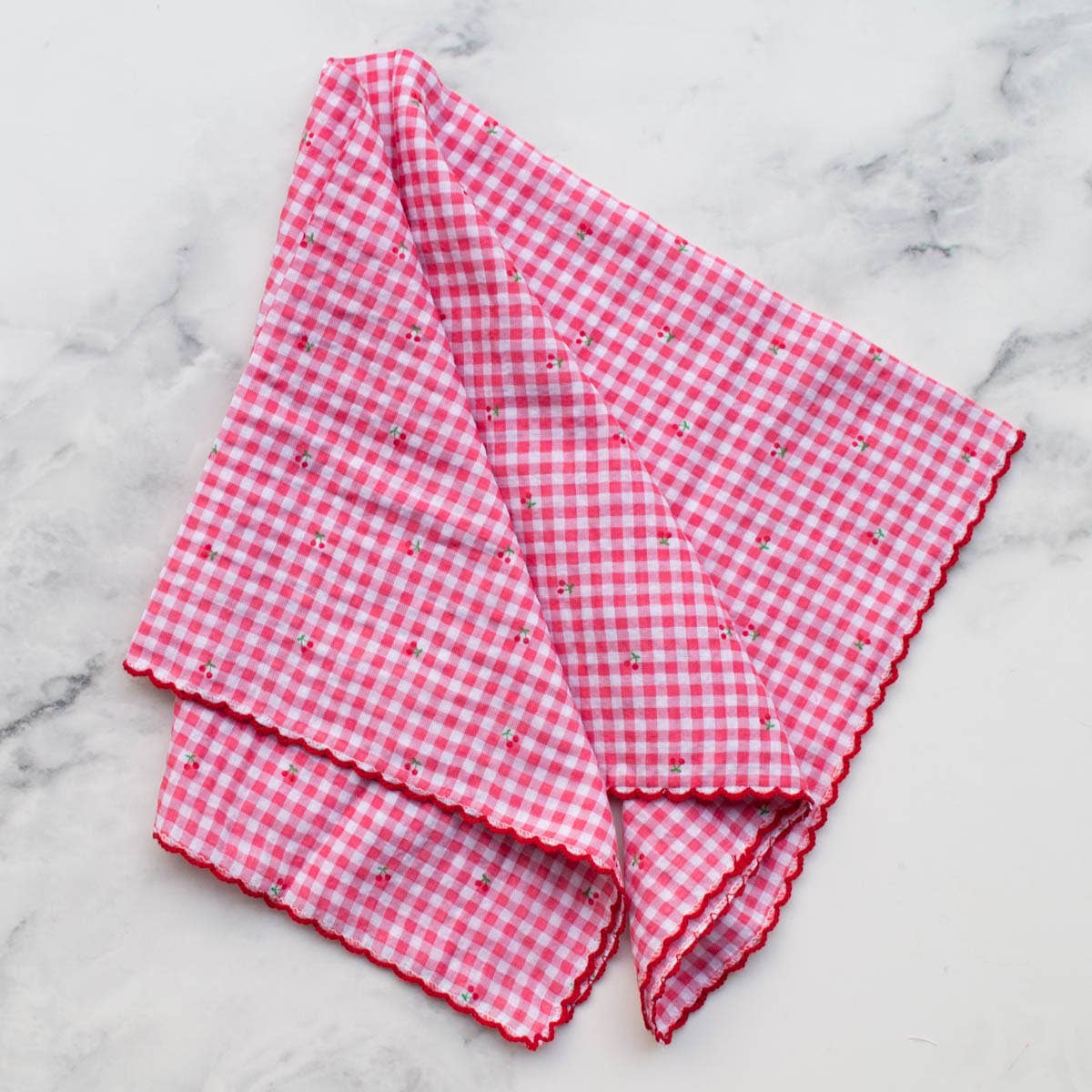 Mini Checker With Cherry Cotton Scarf