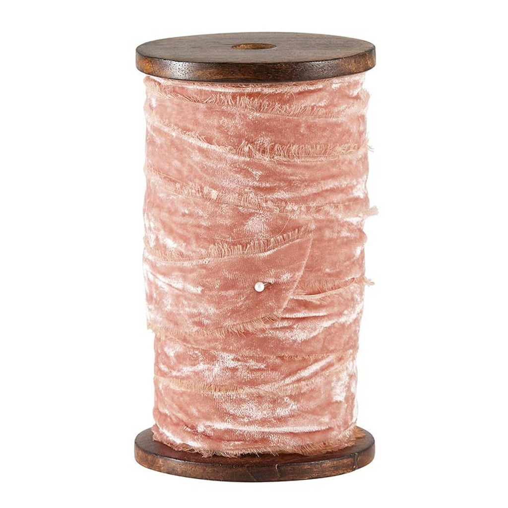 Rose Frayed Velvet Ribbon Spool