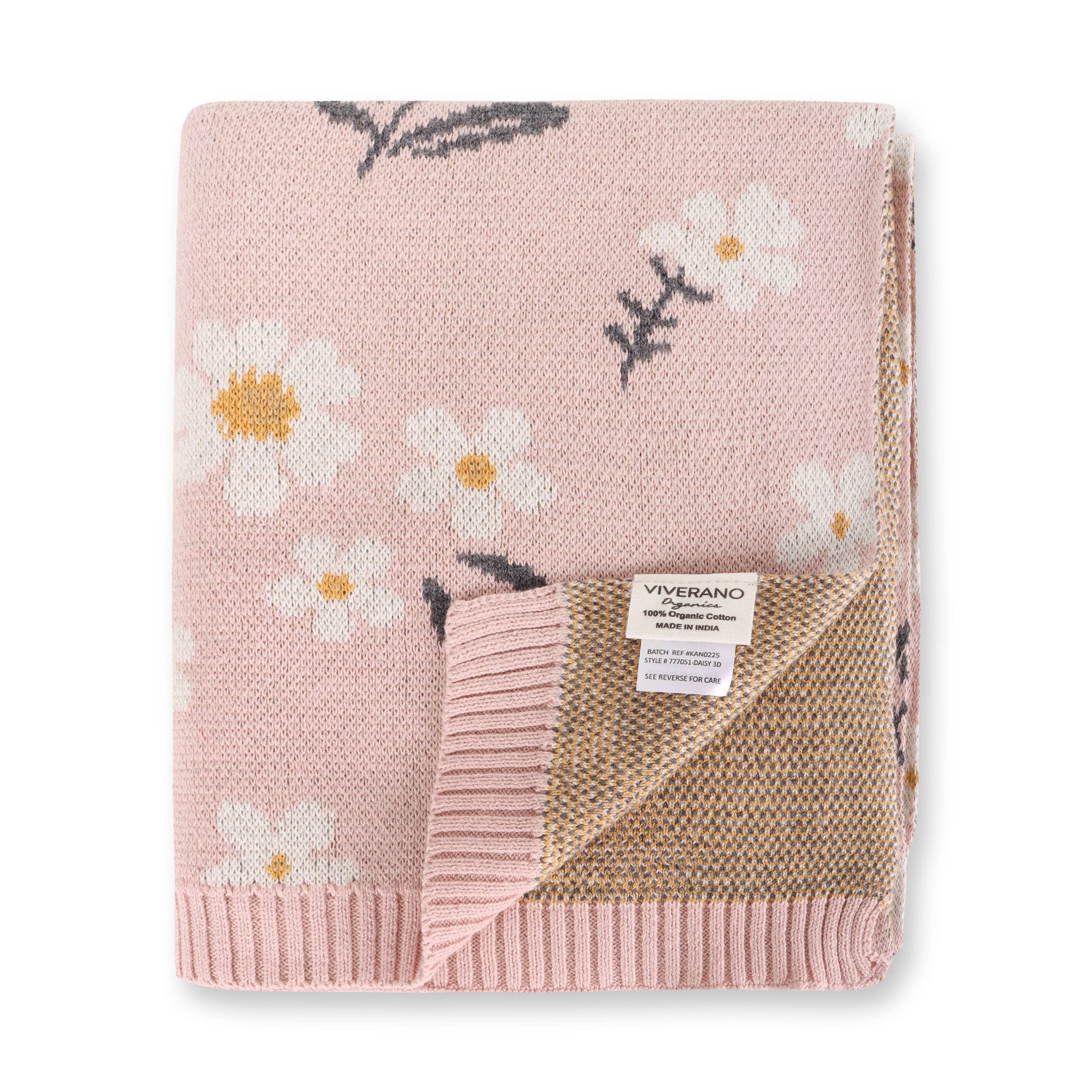 Daisy Floral Knit Baby Blanket